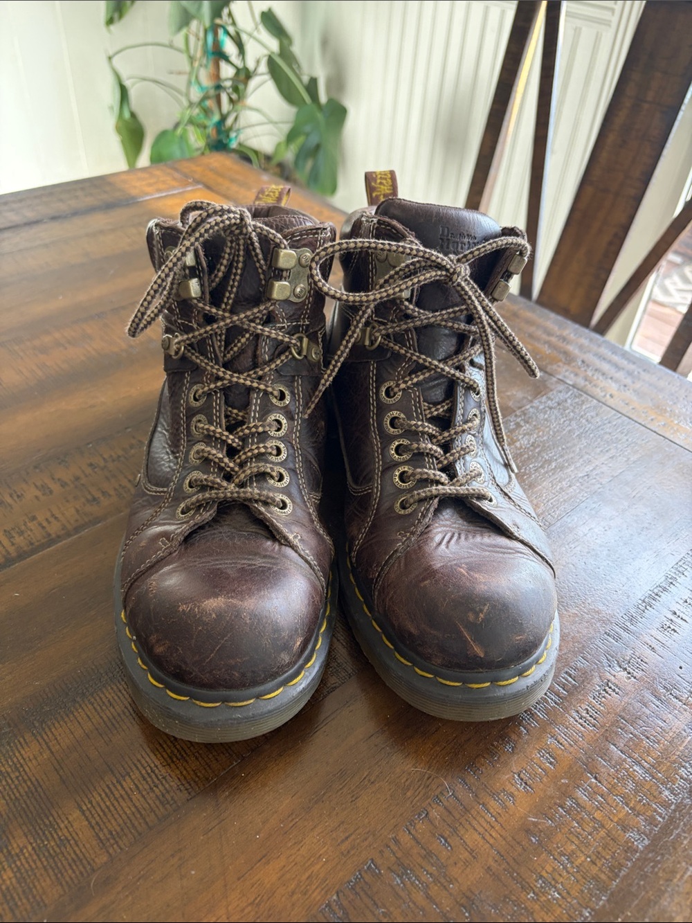 Dr. Martens Men’s Brown Leather Lace-Up Work Boots
